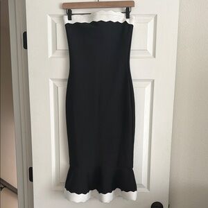 Rare London Black and White Strapless Dress
